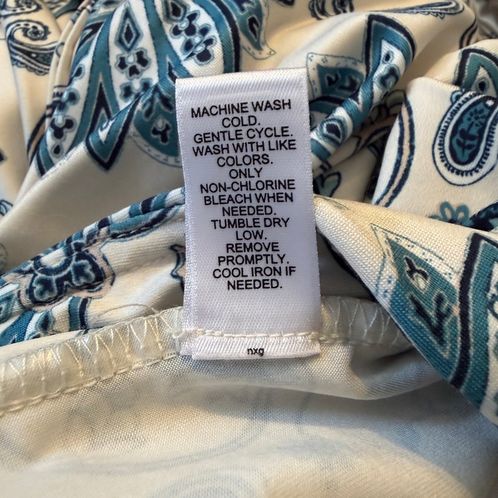 Cato Cream & Teal Paisley Wide-Leg Pants - Picture 8 of 9